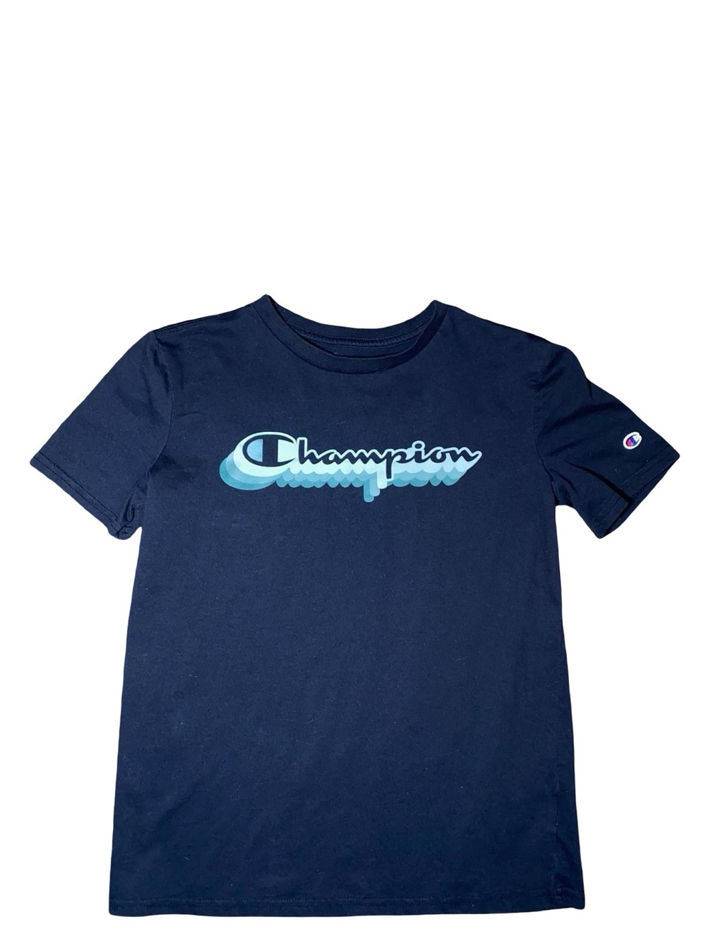 Champion kids black Graphic Tee Drop Shadow Script Logo Short Sleeve Shirt